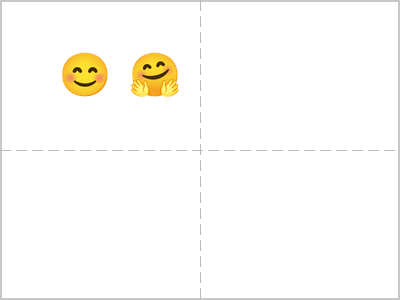 The grid before: two yellow emojis in the top-left quadrant